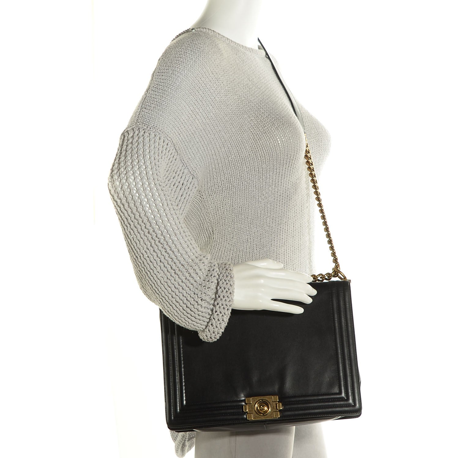 Chanel Glazed Calfskin Large Boy Flap Black 2 of 8