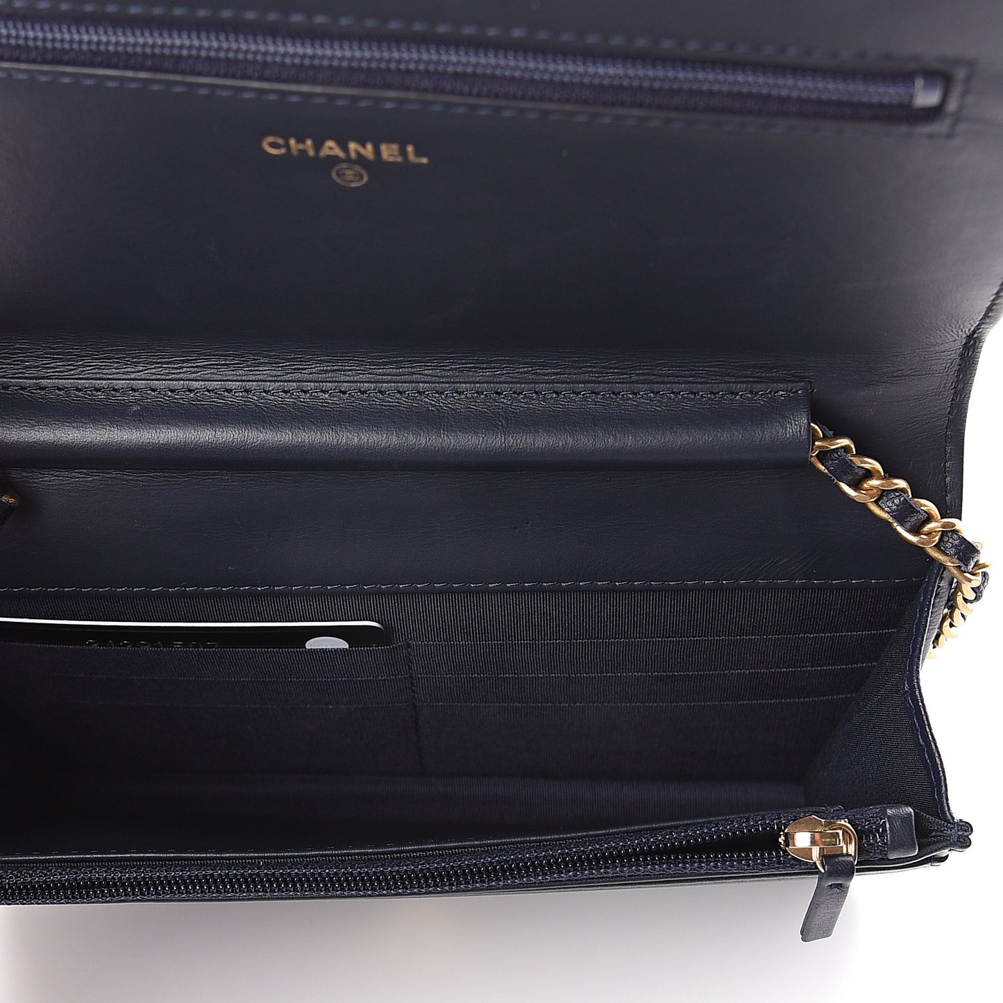 Caviar Quilted Boy Wallet On Chain WOC Navy