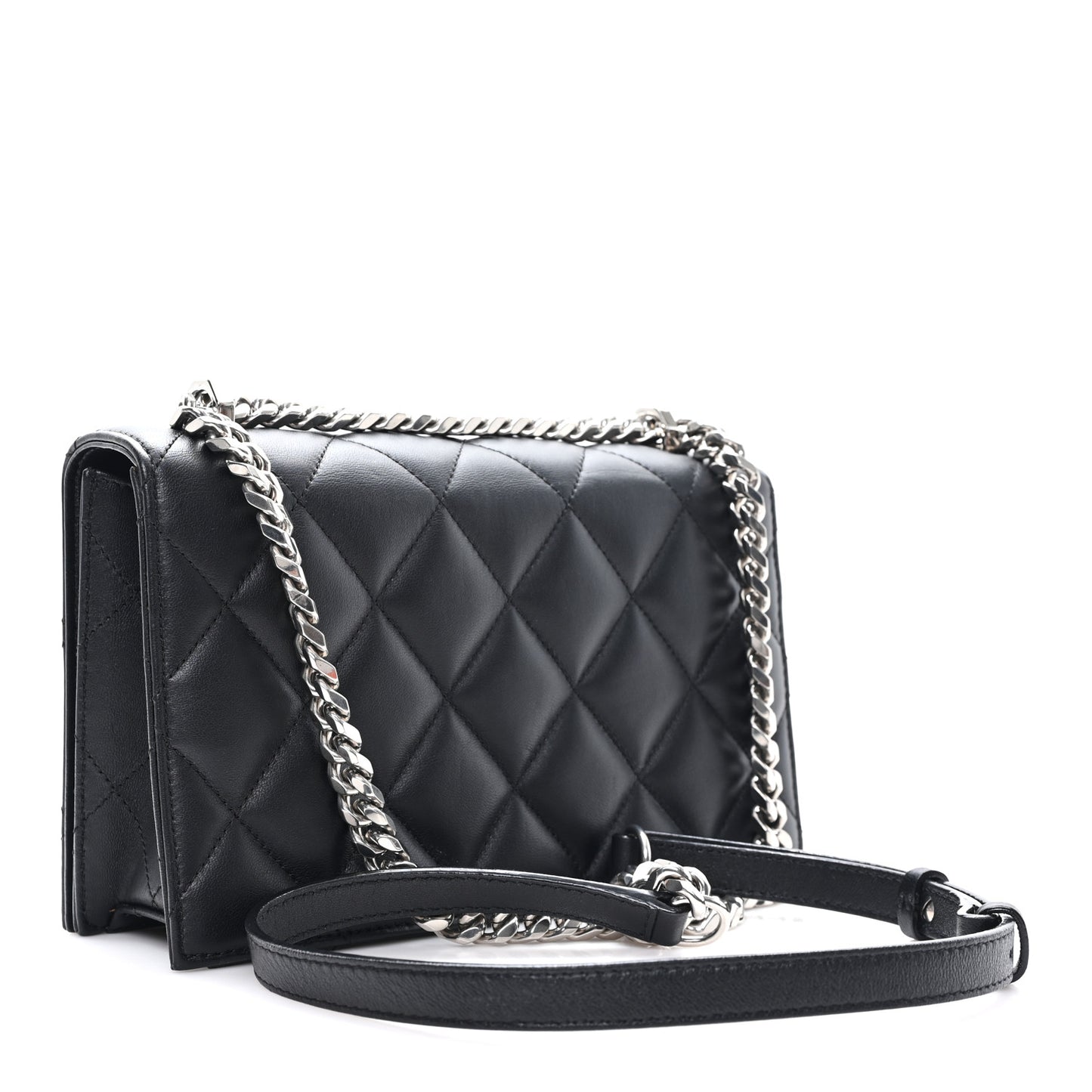 Calfskin Quilted Graffiti Knuckle Shoulder Bag Black