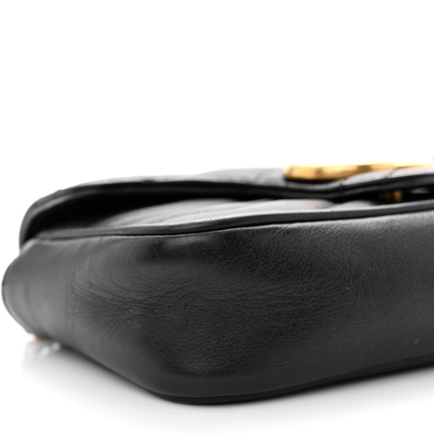 Gucci Calfskin Matelasse Super Mini GG Marmont Shoulder Bag Black 10 of 14