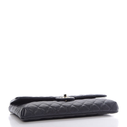 Chanel Caviar Quilted Flap Clutch Navy Blue 4 of 10