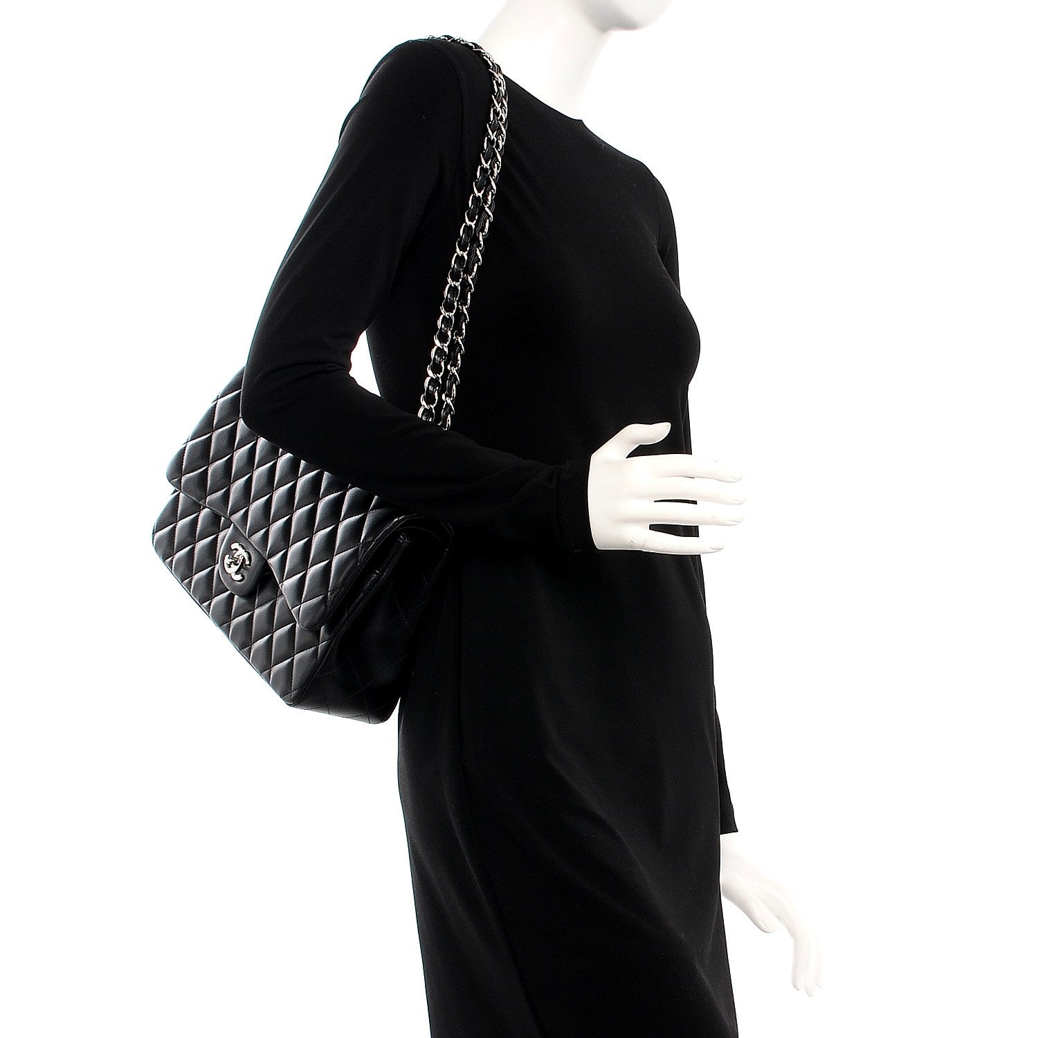 Chanel Lambskin Quilted Jumbo Double Flap Black 2 of 8