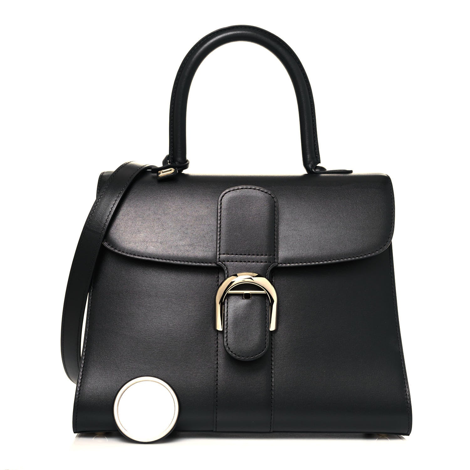 Delvaux Grained Calfskin MM Brillant Satchel Black 1 of 12