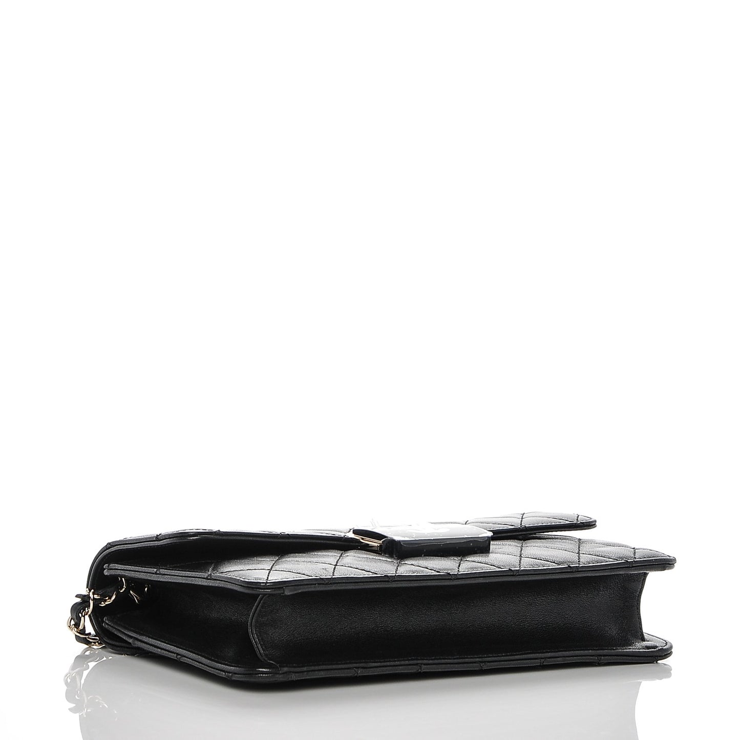 Sheepskin Quilted Small Beauty Lock Flap Black