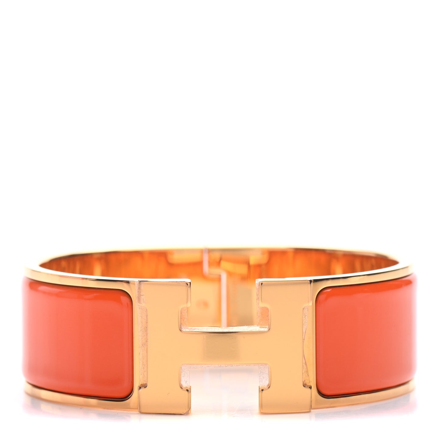 Enamel Wide Clic Clac H Bracelet GM Orange