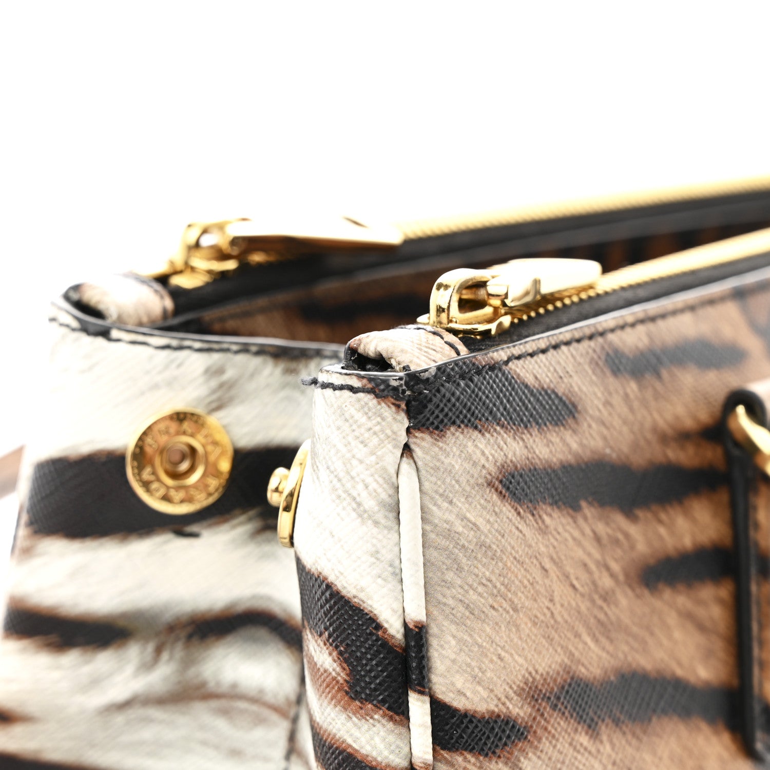 Prada Saffiano Printed Medium East West Galleria Double Zip Bag Miele 11 of 11