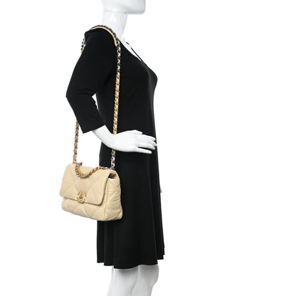 Chanel Lambskin Quilted Medium Chanel 19 Flap Beige 2 of 11