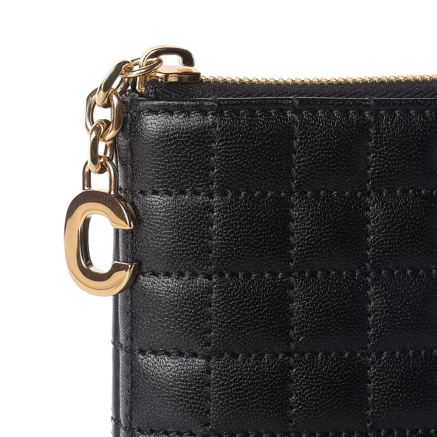 Celine Calfskin Quilted C Charm Pouch Black 9 of 9