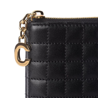 Celine Calfskin Quilted C Charm Pouch Black 9 of 9