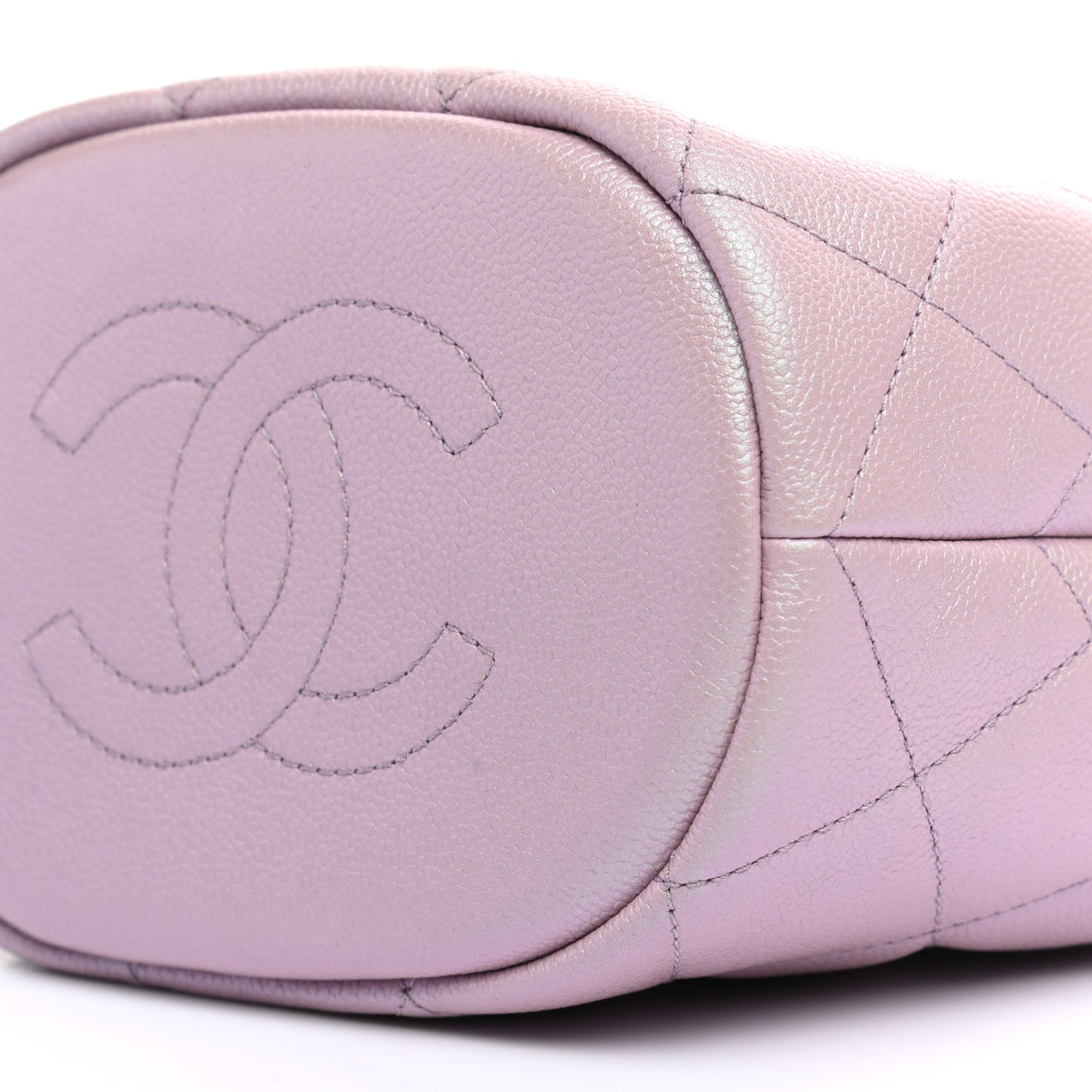 Iridescent Caviar Quilted My Perfect CC Bucket Drawstring Bag Pink
