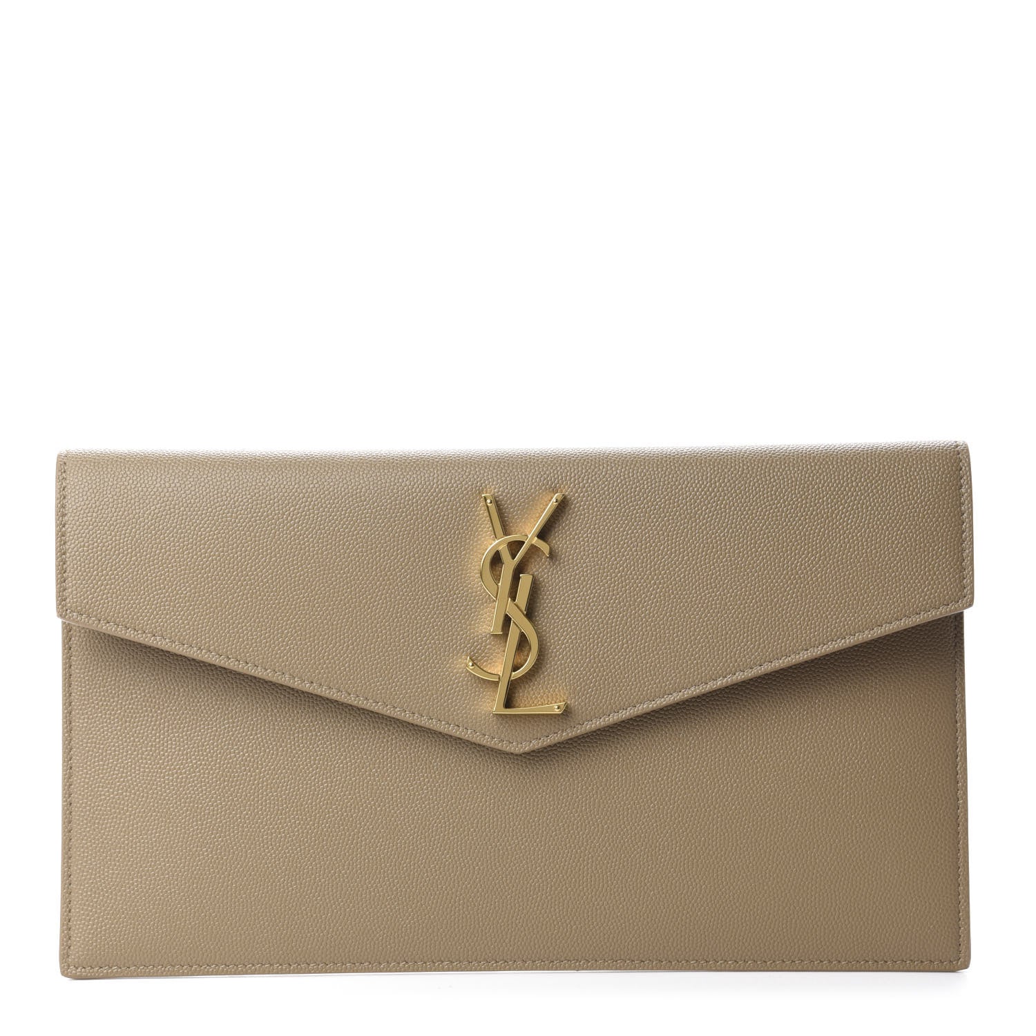 Saint Laurent Grain De Poudre Uptown Pouch Dark Beige 1 of 10