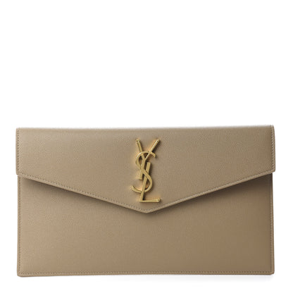 Saint Laurent Grain De Poudre Uptown Pouch Dark Beige 1 of 10