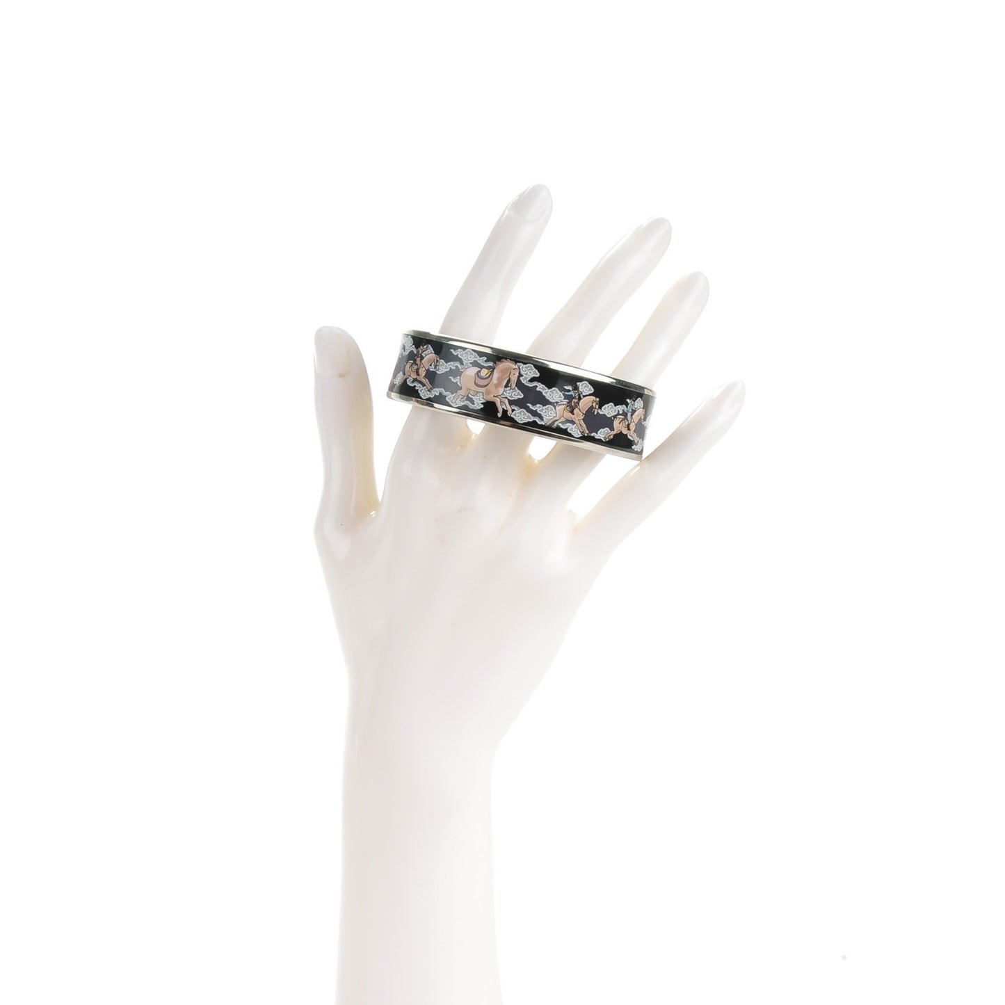 Enamel Printed Wide Galop Volant Bracelet 70 Black