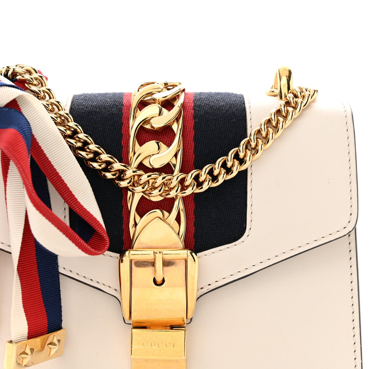 Calfskin Mini Sylvie Chain Shoulder Bag White