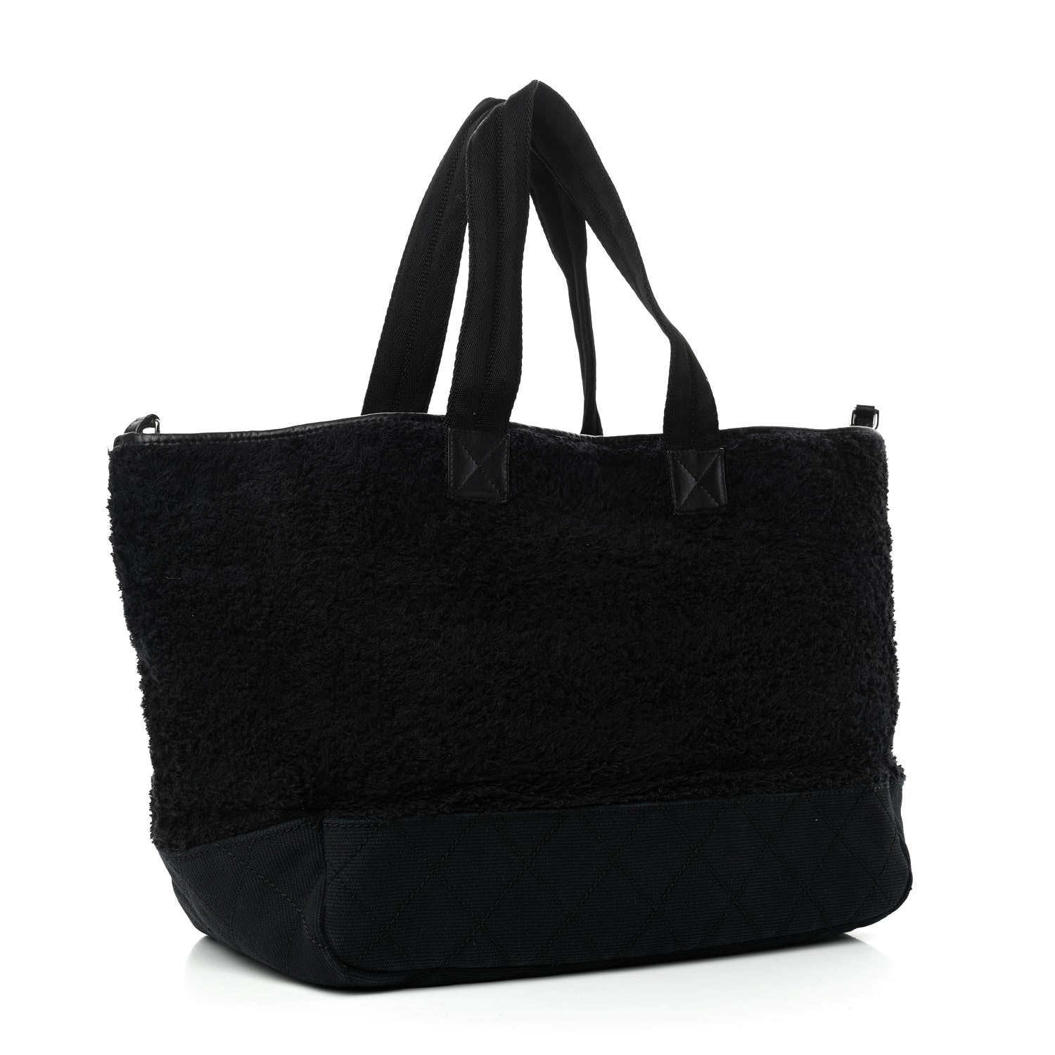 Chanel Terry Quilted CC Tote Black 3 of 10