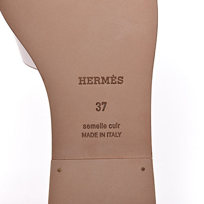 Hermes Box Calfskin Oran Sandals 37 White 6 of 10