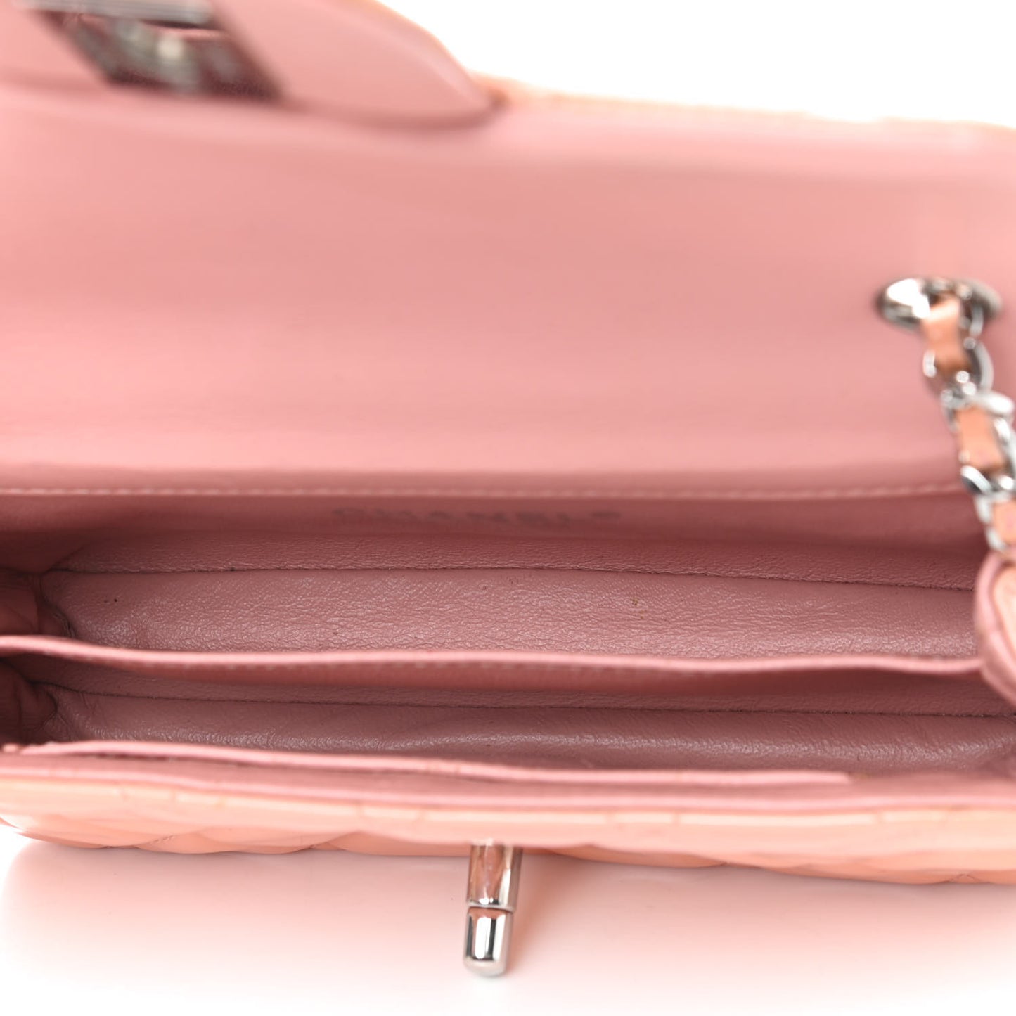 Patent Calfskin Quilted Mini Rectangular Flap Light Pink