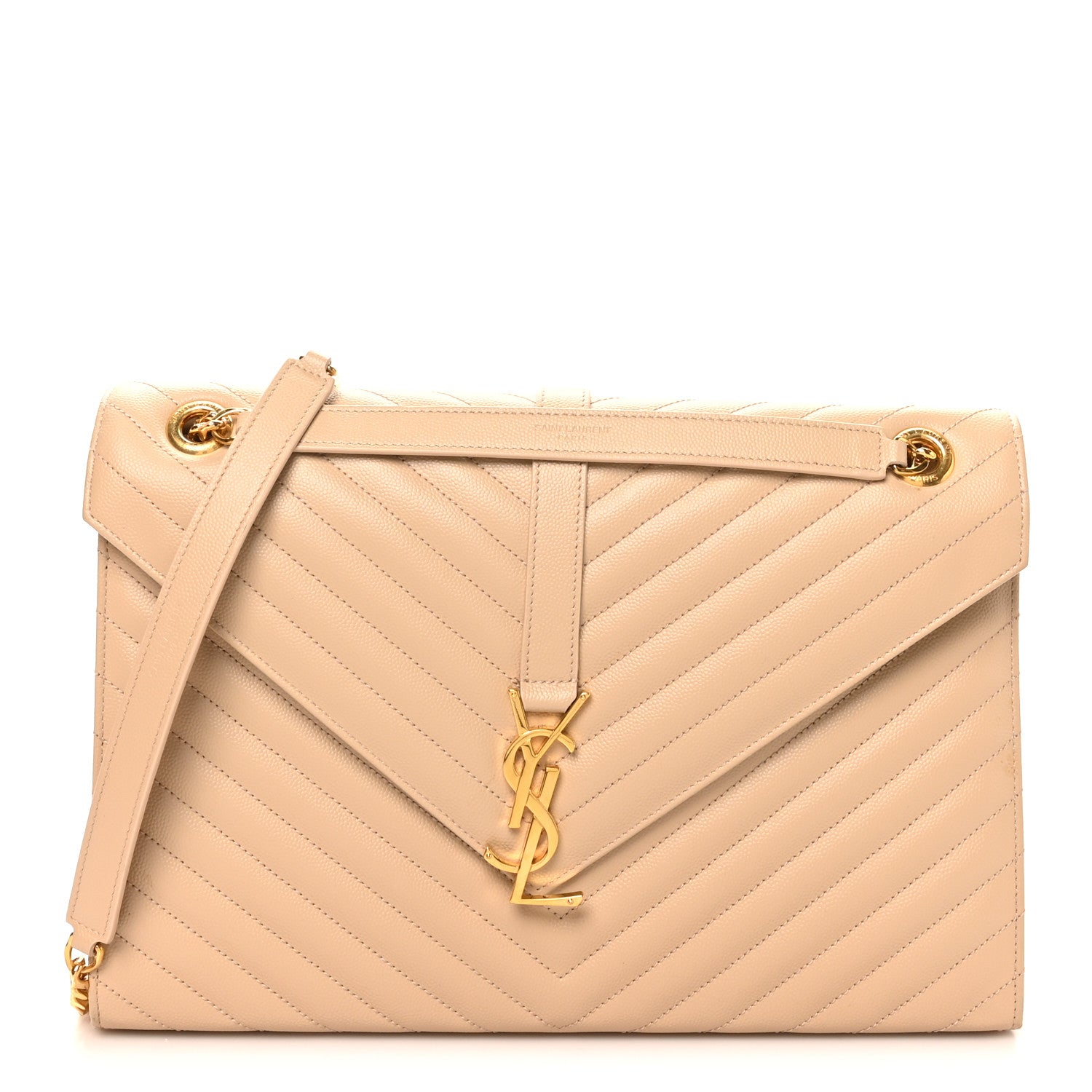 Saint Laurent Grain De Poudre Matelasse Chevron Large Monogram Satchel Nude Powder 1 of 10