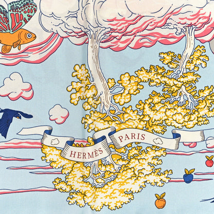 Hermes Silk Sur Mon Nuage Scarf 90 Bleu Glacier Gris Perle Multicolor 2 of 4