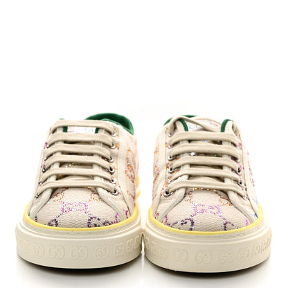 Gucci Canvas Lame Crystal GG Monogram Womens 1977 Tennis Sneakers 35.5 Gardenia Silver Mystic White 2 of 8