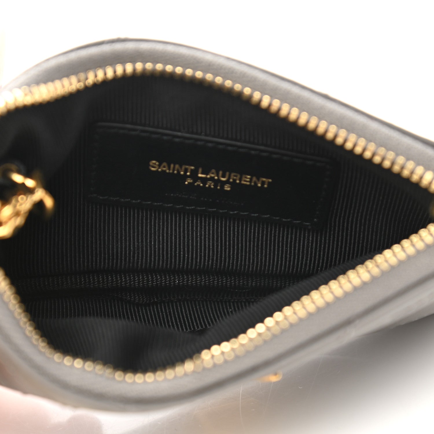 Saint Laurent Calfskin Matelasse Monogram Key Pouch Fog 5 of 8