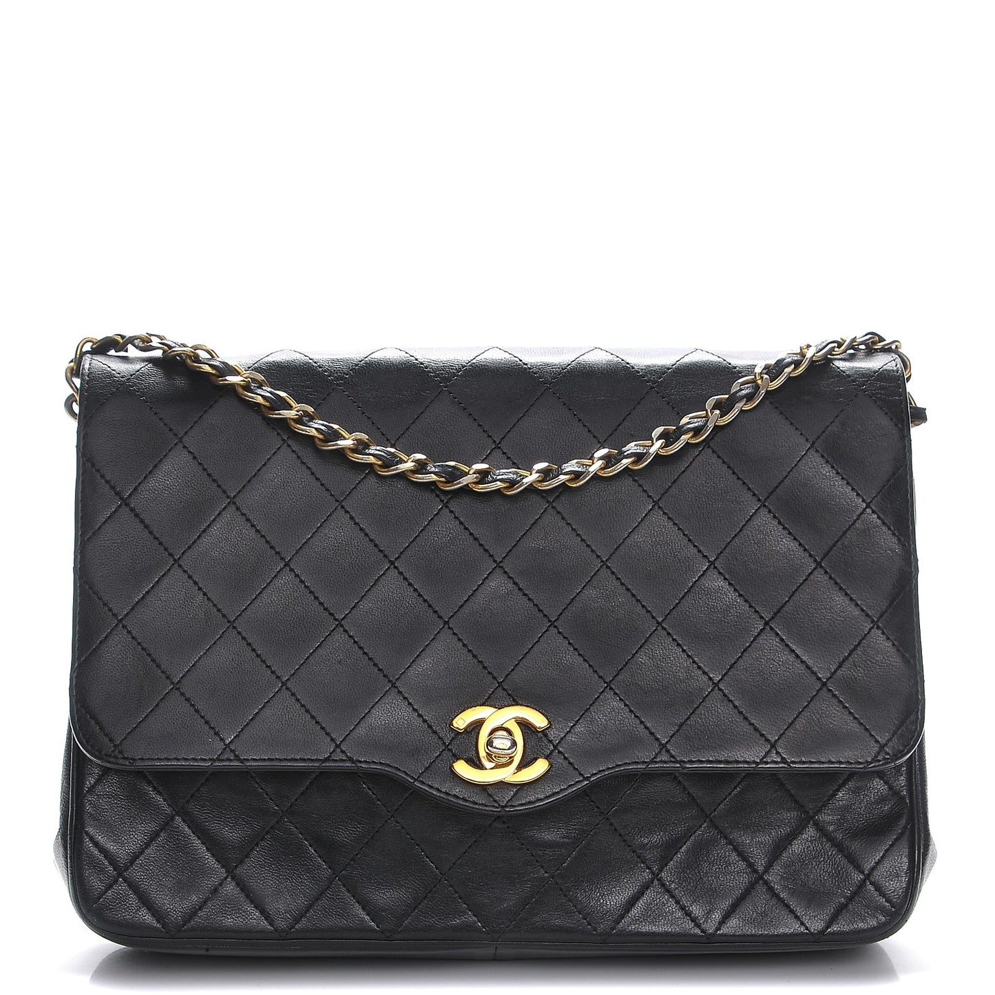 Lambskin Quilted Small Single Flap Black