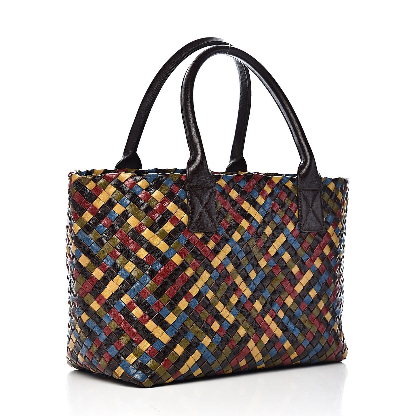Shiny Goatskin Intrecciato Mini Cabat Multicolor
