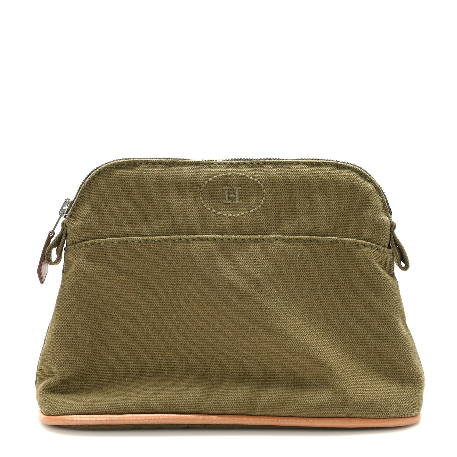 Hermes Cotton Canvas Mini Bolide Travel Cosmetic Pouch Khaki 1 of 8