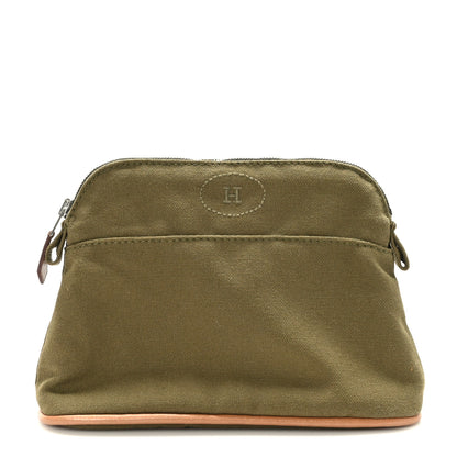 Hermes Cotton Canvas Mini Bolide Travel Cosmetic Pouch Khaki 1 of 8