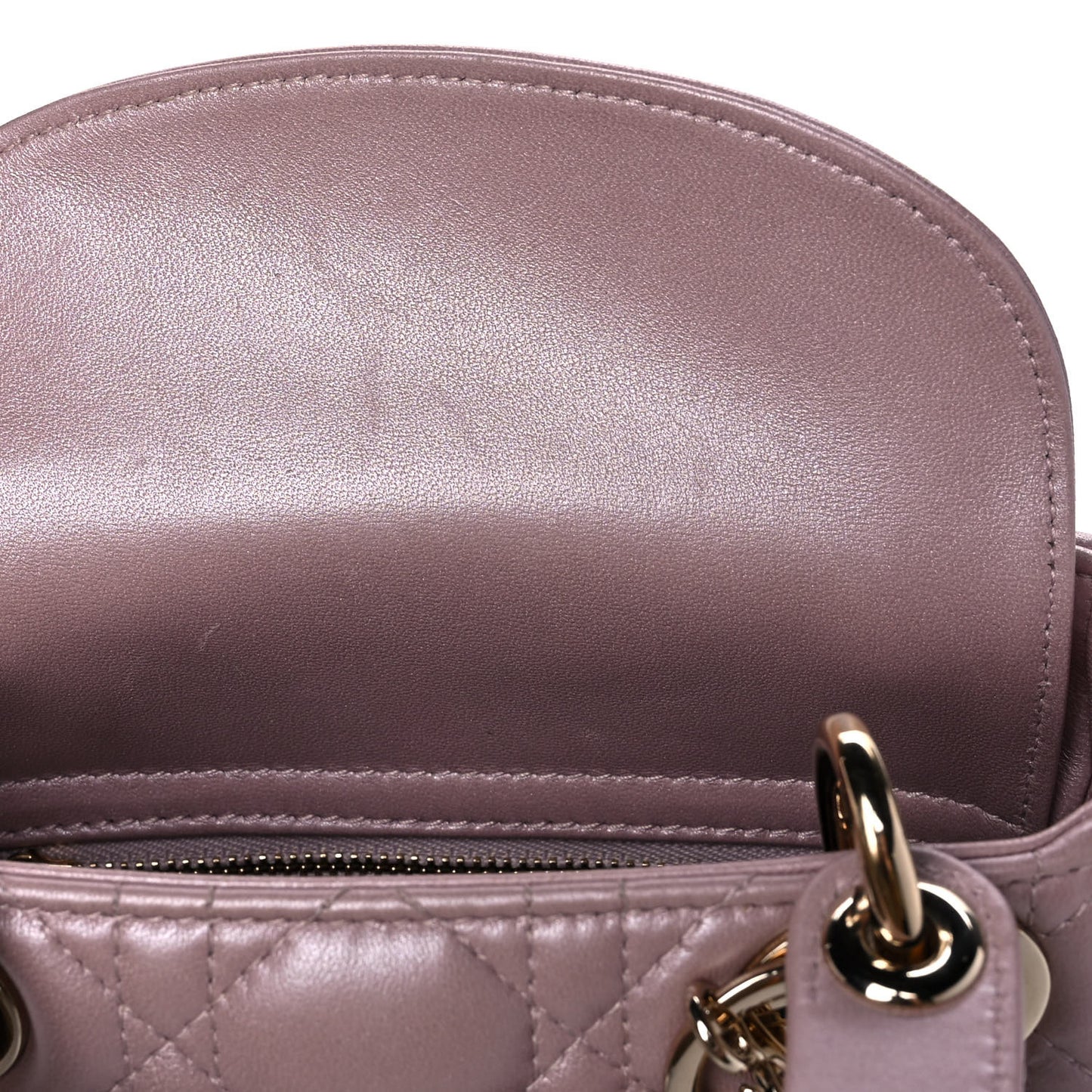 Metallic Lambskin Cannage Mini Lady Dior Lotus