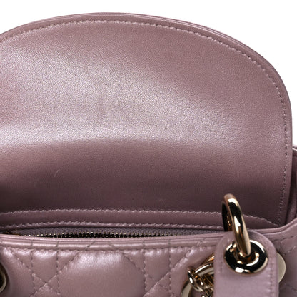 Christian Dior Metallic Lambskin Cannage Mini Lady Dior Lotus 12 of 15