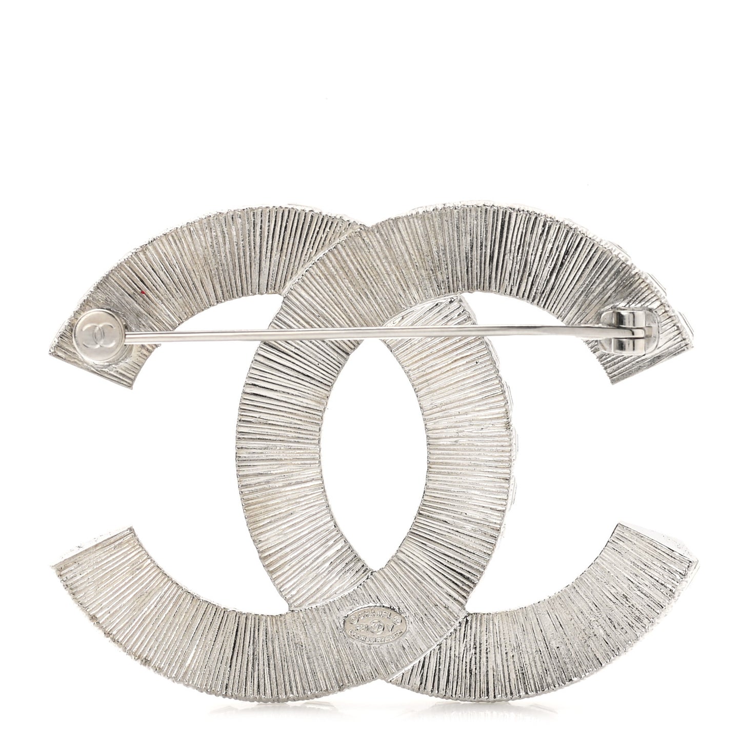 Baguette Crystal CC Brooch Silver