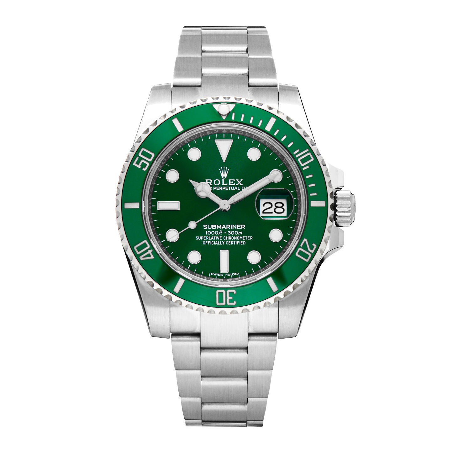Stainless Steel 40mm Oyster Perpetual Submariner Date Hulk Watch Green 116610LV