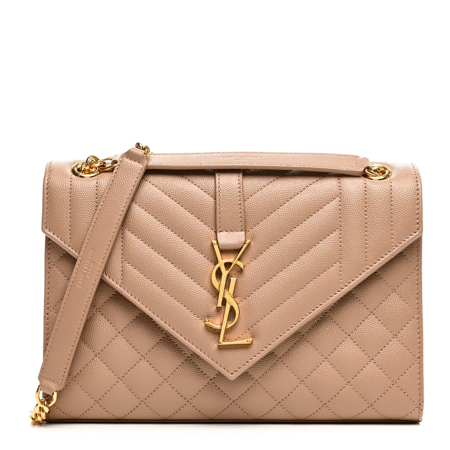 Grain De Poudre Textured Mixed Matelasse Medium Triquilt Monogram Satchel Nude Powder