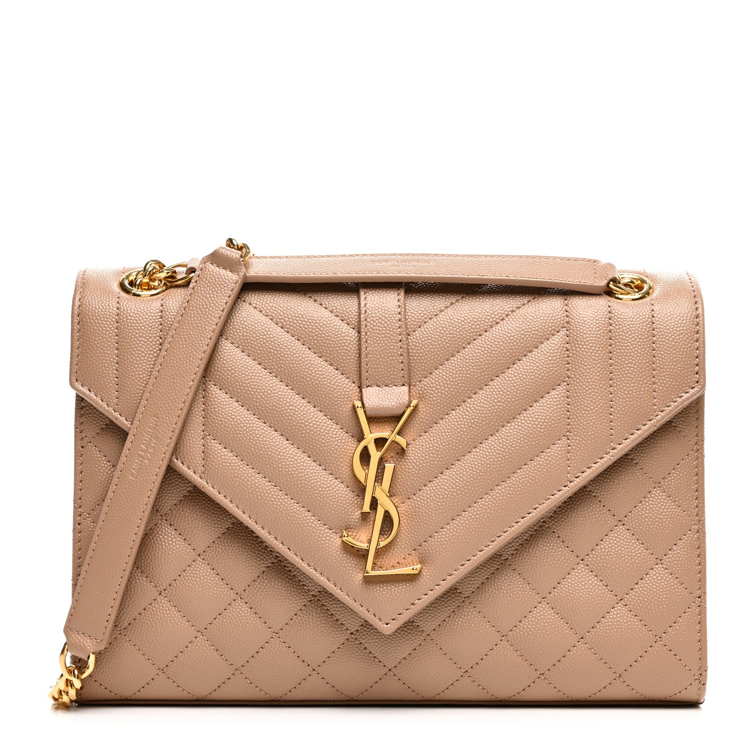Saint Laurent Grain De Poudre Textured Mixed Matelasse Medium Triquilt Monogram Satchel Nude Powder 1 of 9