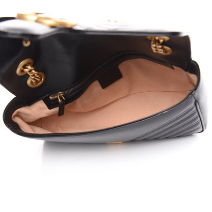 Gucci Calfskin Matelasse Small GG Marmont Shoulder Bag Black 5 of 9