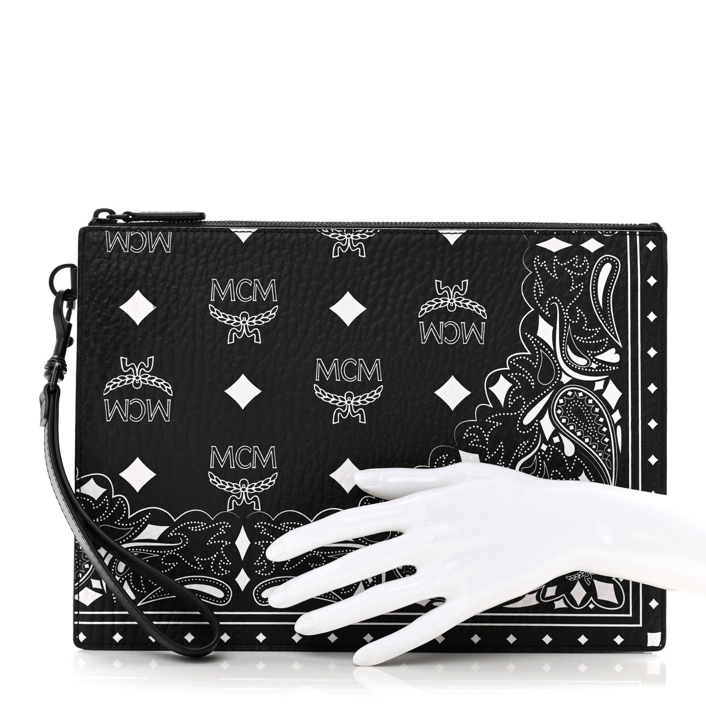 Visetos Bandana Wristlet Zip Pouch Black White