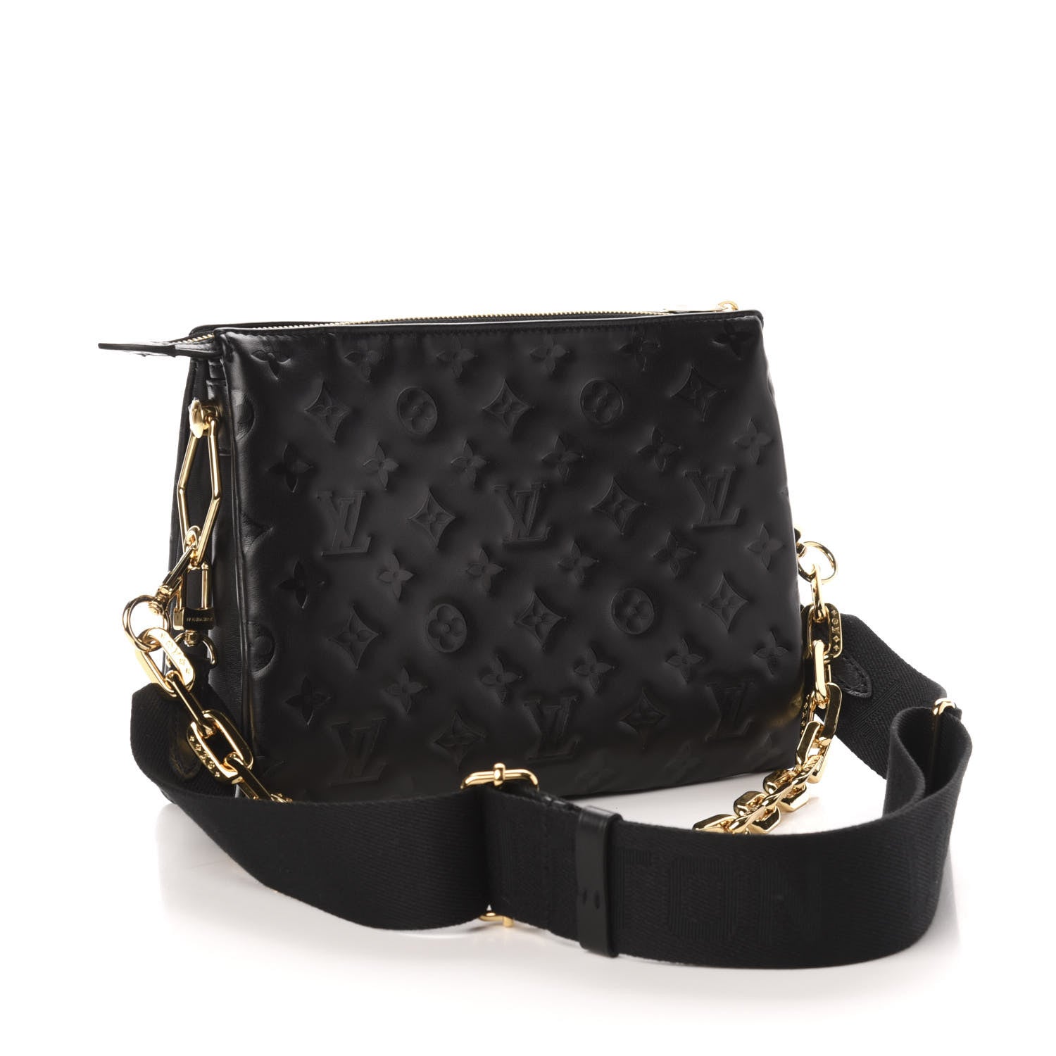 Louis Vuitton Lambskin Embossed Monogram Coussin PM Black 3 of 11