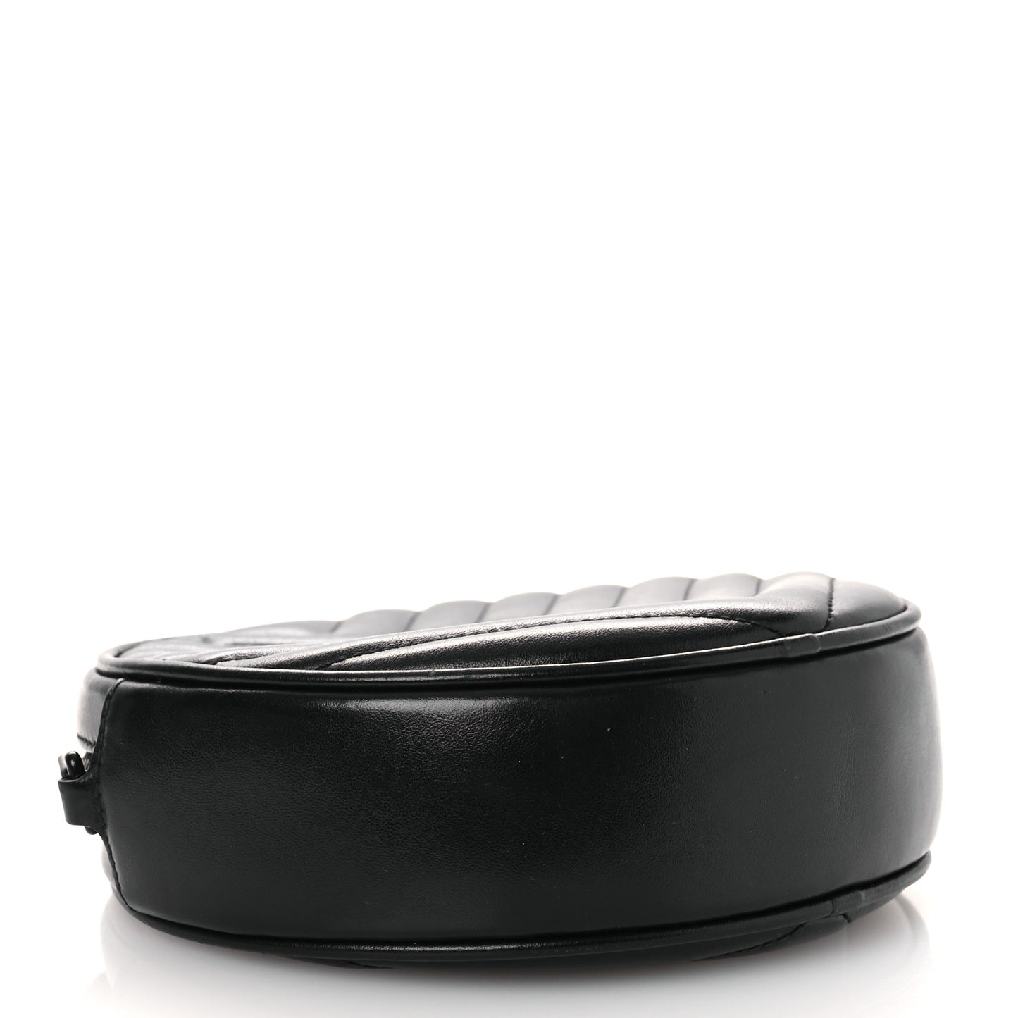 Calfskin Matelasse Chevron Round Vinyle Camera Bag Black