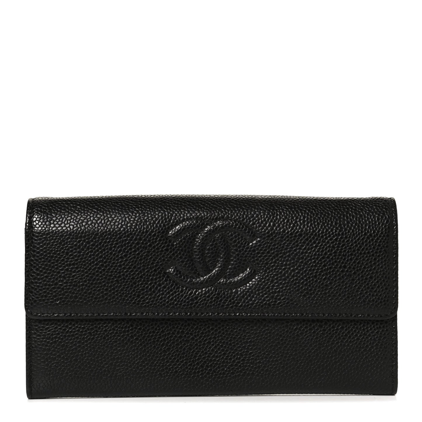 Caviar Timeless CC Large Gusset Flap Wallet Black