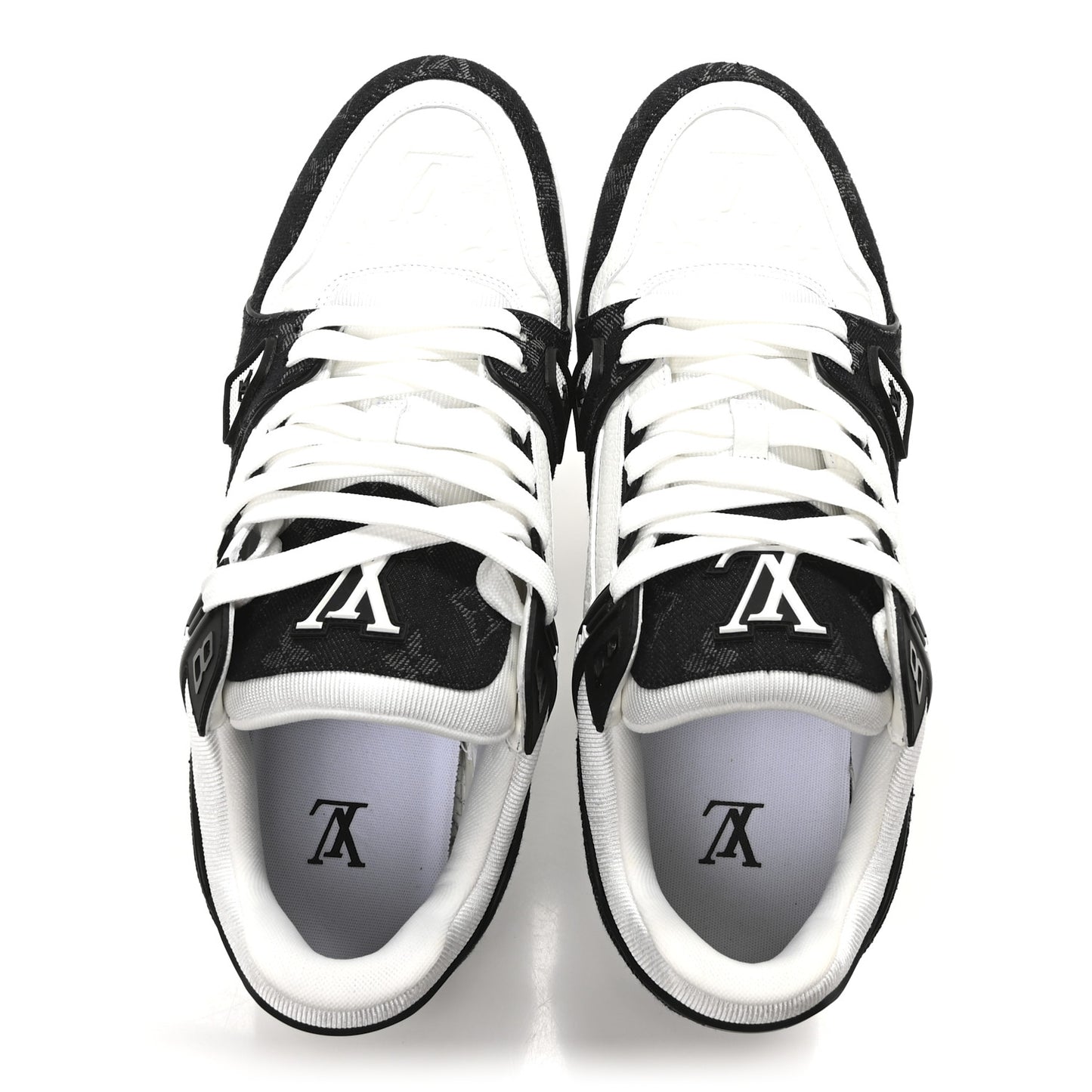 Calfskin Monogram Denim Mens LV Trainer Sneakers 9 Black
