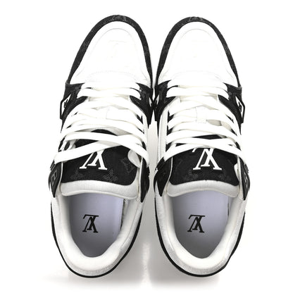 Louis Vuitton Calfskin Monogram Denim Mens LV Trainer Sneakers 9 Black 2 of 8