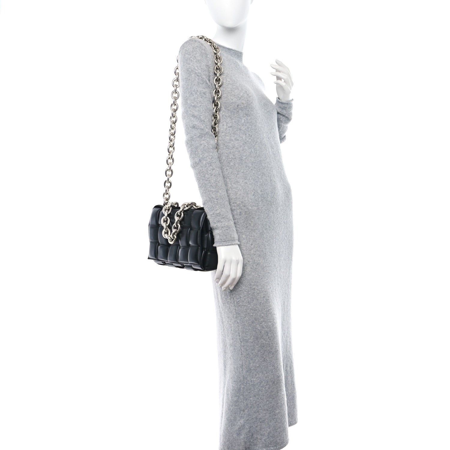 Bottega Veneta Lambskin Maxi Intreccio Padded Chain Cassette Crossbody Bag Black 2 of 12