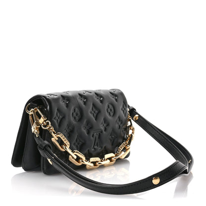 Louis Vuitton Lambskin Embossed Monogram Pochette Coussin Crossbody Black 3 of 10