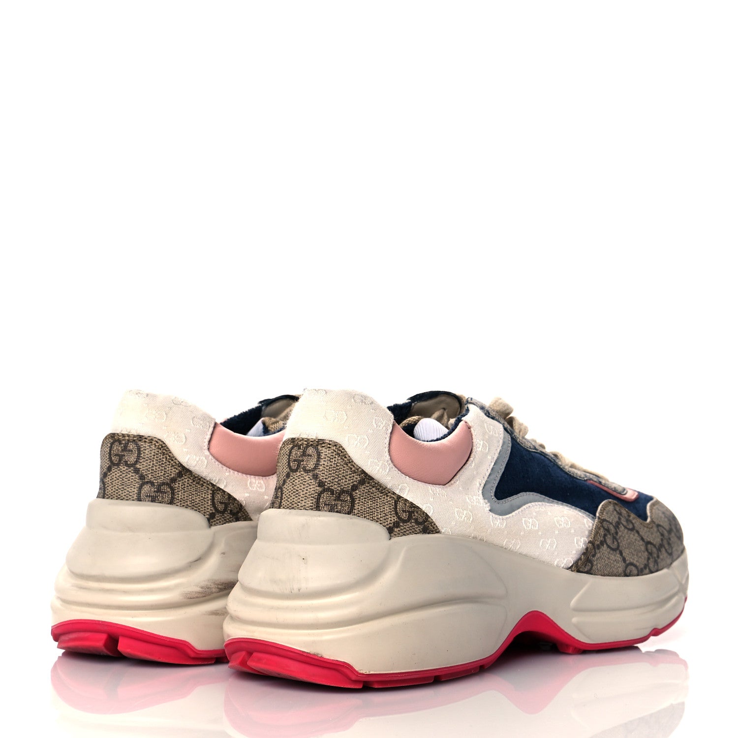 Gucci GG Supreme Monogram Mix Monogram Womens Rhyton Sneakers 36 London Blue Beige Pale Pink 4 of 15