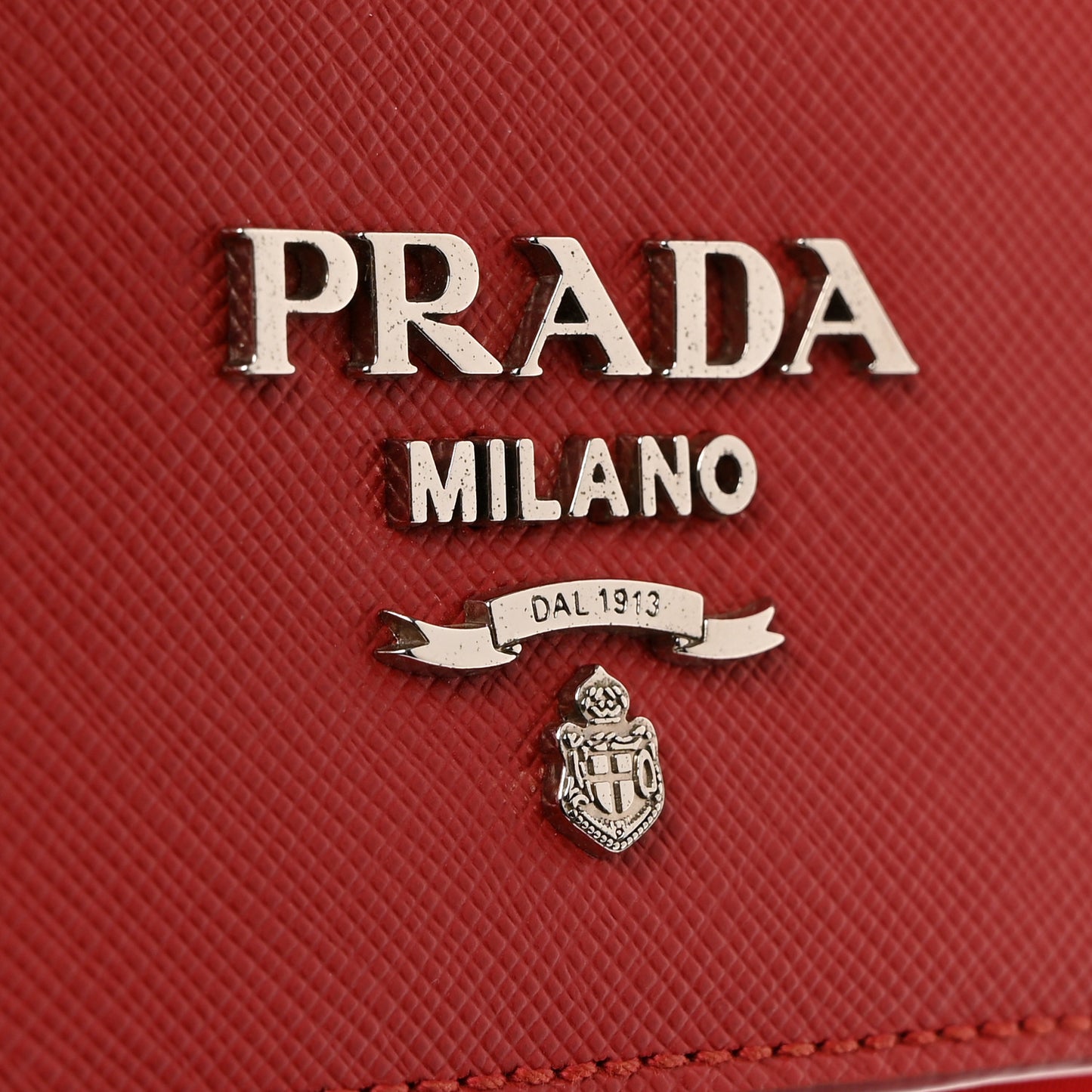 Saffiano Tessuto Nylon Chain Shoulder Bag Rosso