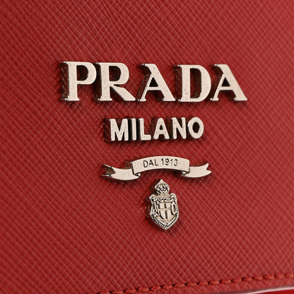 Prada Saffiano Tessuto Nylon Chain Shoulder Bag Rosso 12 of 13