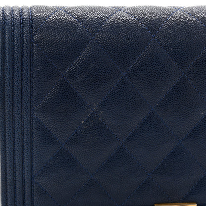 Chanel Caviar Quilted Boy Wallet On Chain WOC Navy 13 of 13