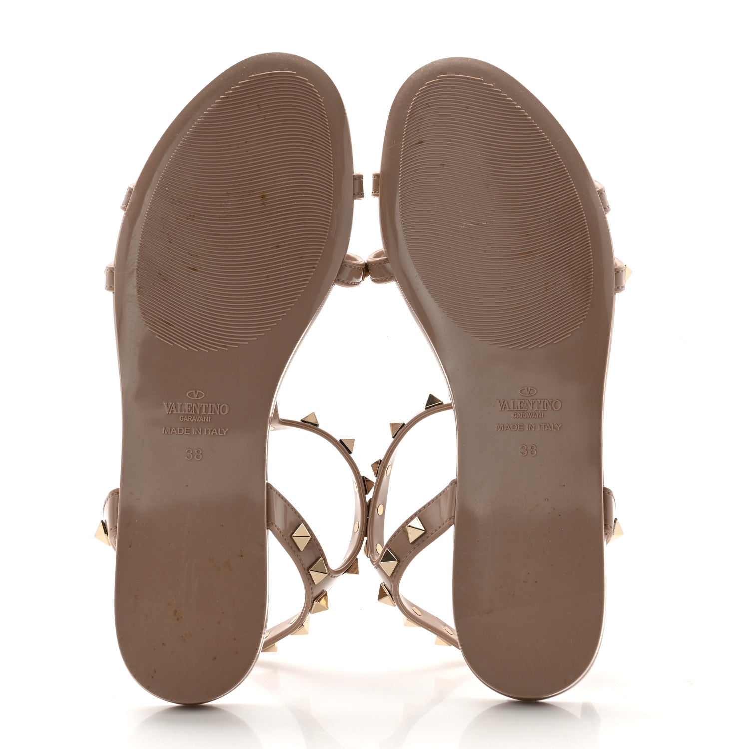 Valentino Garavani PVC Jelly Rockstud Caged Sandals 38 Poudre 5 of 9