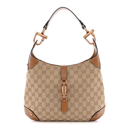 Gucci Monogram Piston Lock Jackie O Hobo Tan 1 of 11